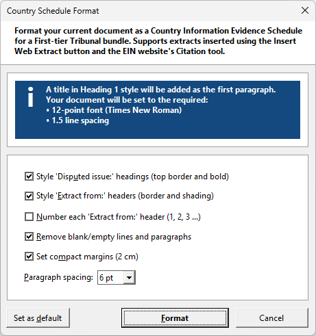 Bundle-Maker format schedule